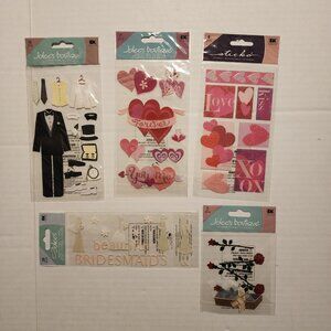 5 Scrapbook Stickers Lot Bundle Love Marriage Wedding  Crafts DIY